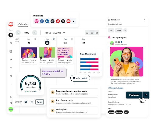 Hootsuite social media calendar for scheduling and managing content posts.