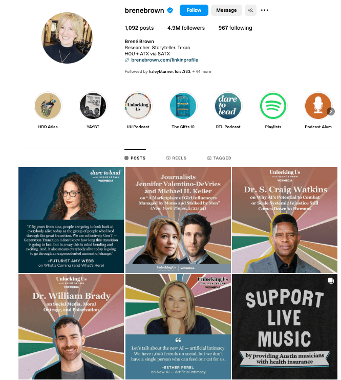 Brené Brown Instagram profile screenshot