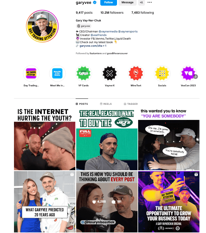 Gary Vaynerchuk Instagram profile screenshot
