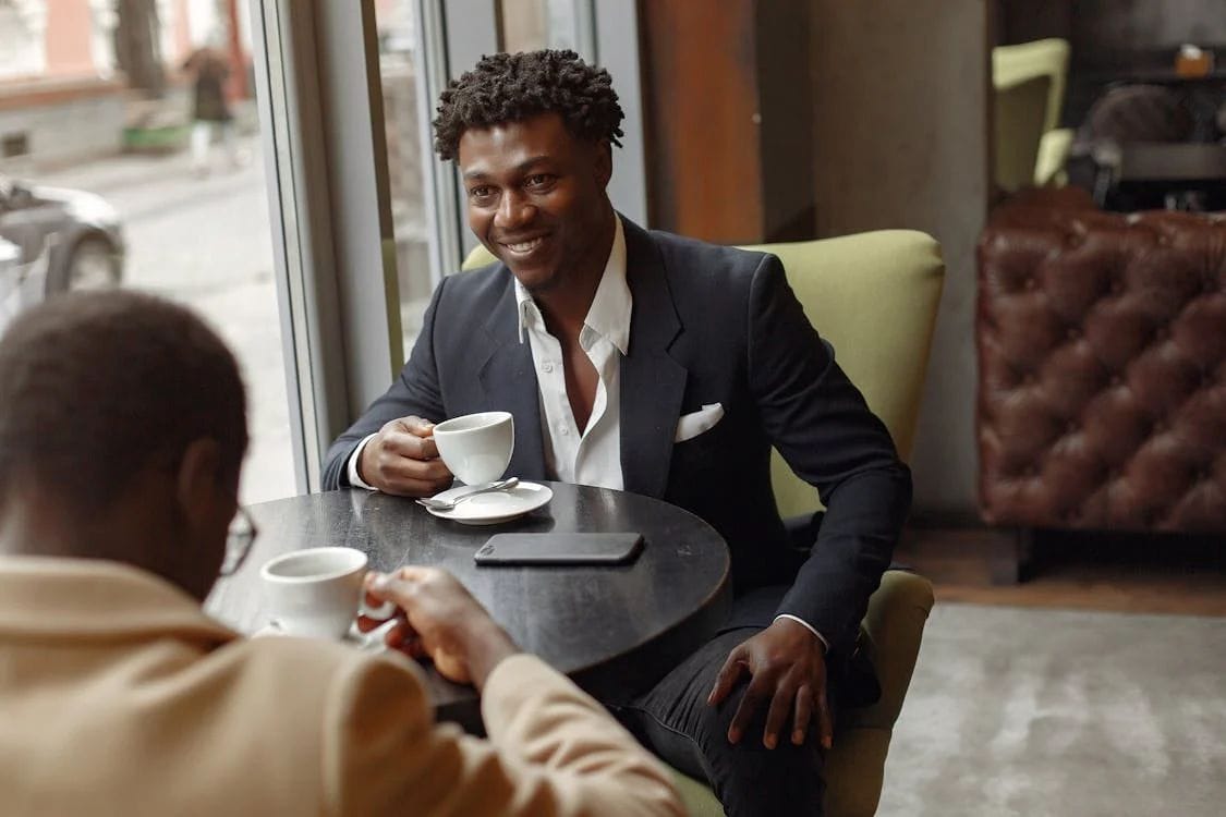 businessmen at cafe